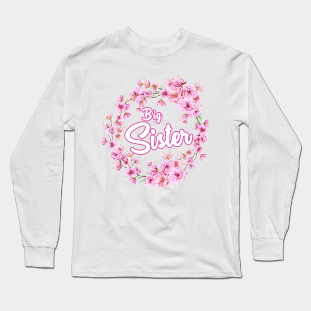 Big Sister with Flower Circle Youth Long Sleeve T-Shirt by Saymen Design